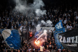 Sektion 12 under 3F Superliga-kampen mellem FC København og AGF i Parken i København, mandag den 21. april 2025.