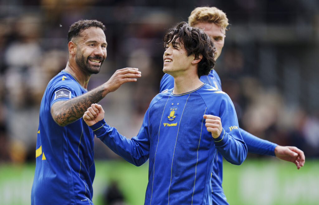 Suzuki jubler efter en scoring for Brøndby.