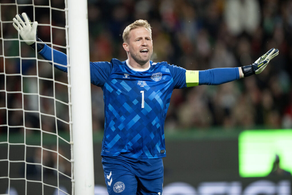 Kasper Schmeichel under en landskamp for Danmark.