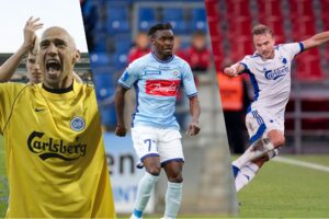 Kollage med Arek Onyszko, Rilwan Hassan og Pierre Bengtsson.