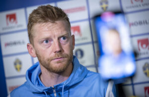 Malmö FF's Anders Christiansen på et pressemøde forud for den svenske pokalfinale