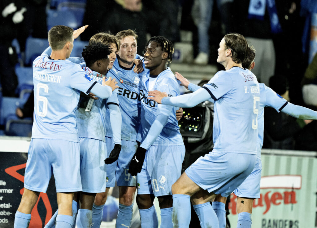 Randers FC's spillere jubler.