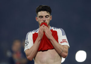 Declan Rice tydeligt skuffet.