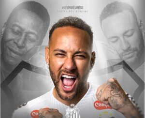 Neymar med Pelé i baggrunden.