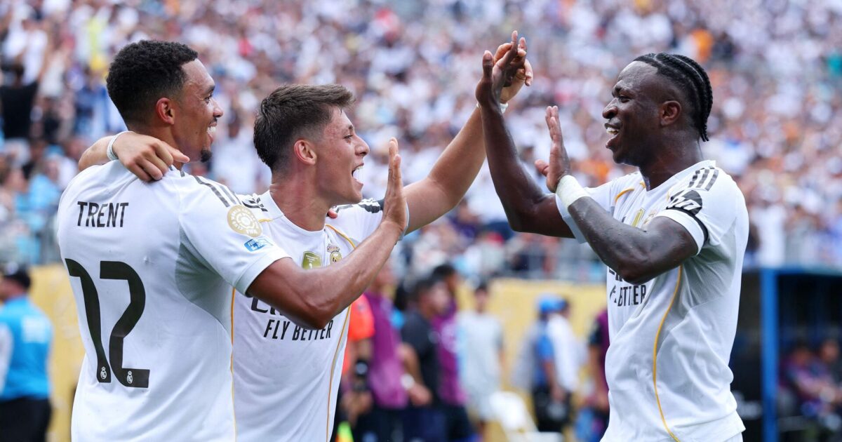 Rødt kort efter syv minutter: Real Madrid slog stensikkert Pachuca alligevel Foto: Richard Pelham/AFP/Ritzau Scanpix