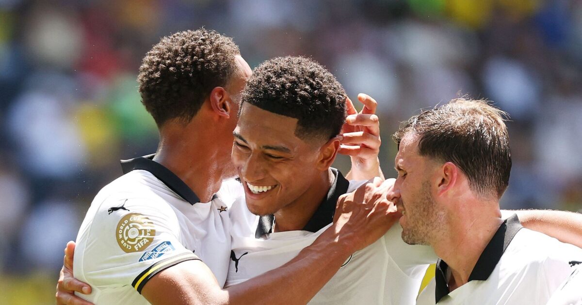 Jobe Bellingham åbner målkonto i Dortmunds sejr over sydafrikanere Foto: Michael Reaves/AFP/Ritzau Scanpix