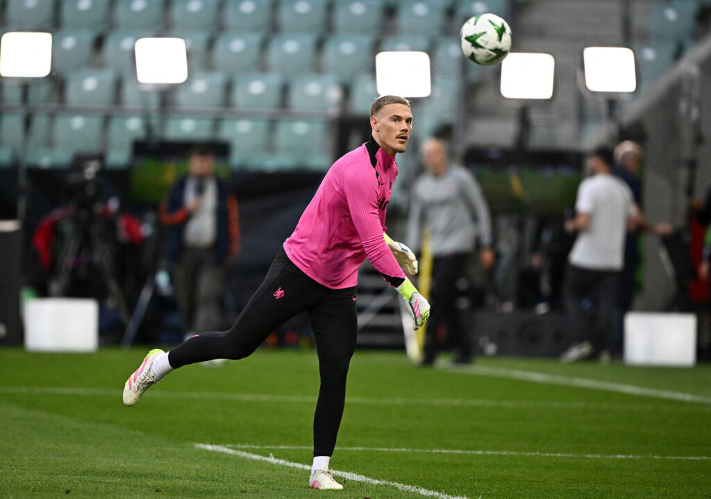 Filip Jørgensen kaster bolden.