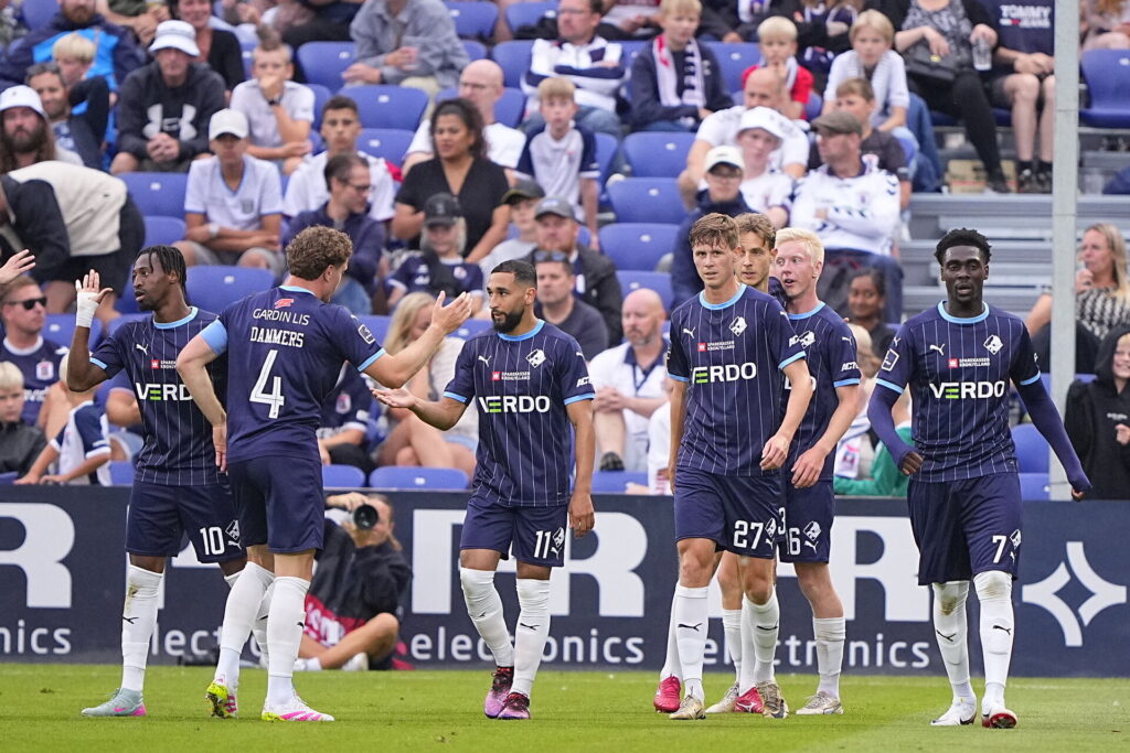 Randers jubler efter Elies Mahmouds scoring mod AGF