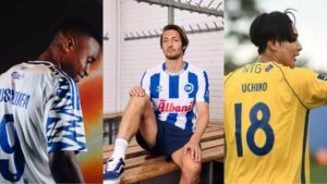 Youssoufa Moukoko, Rasmus Falk og Kotaro Uchino.