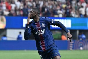 Ousmane Dembélé jubler efter scoring til 2-0 mod Bayern München ved Klub-VM