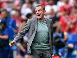 Ralf Rangnick på sidelinjen for Østrig.