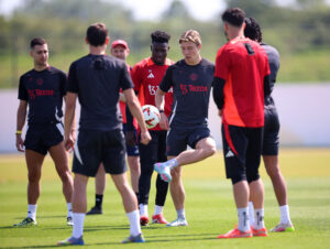 Diogo Dalot, André Onana, Rasmus Højlund og andre i træning for Manchester United