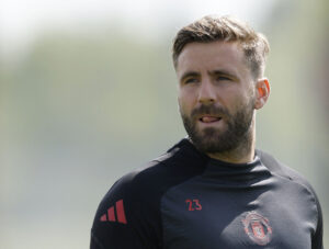 Luke Shaw under en træning for Manchester United