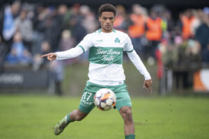 Viborgs Charly Nouck i den første kvartfinale i DBU Pokalen mellem Brabrand og Viborg FF i Brabrand søndag den 8. december 2024.