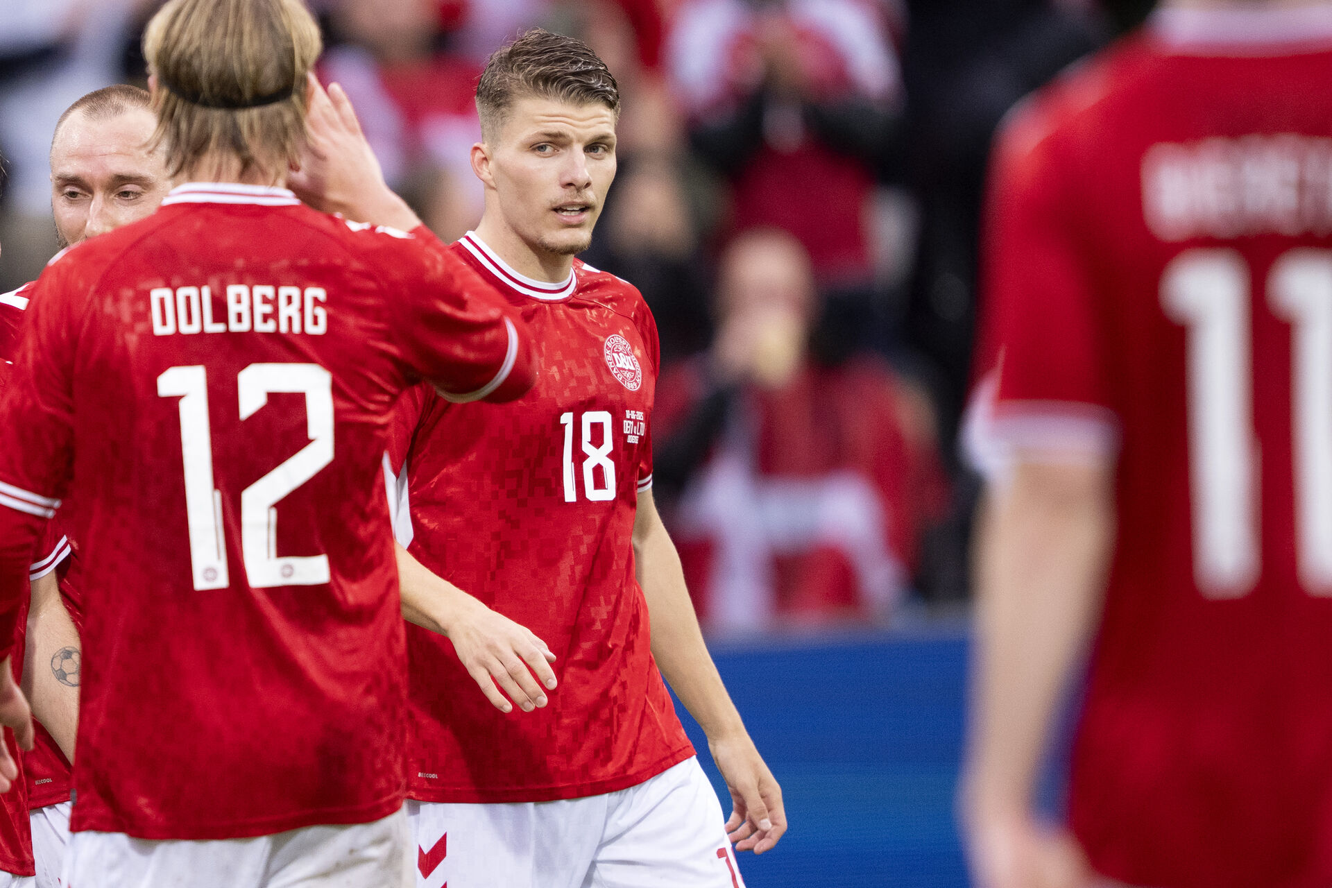 Anton Gaaei i aktion for Danmark.