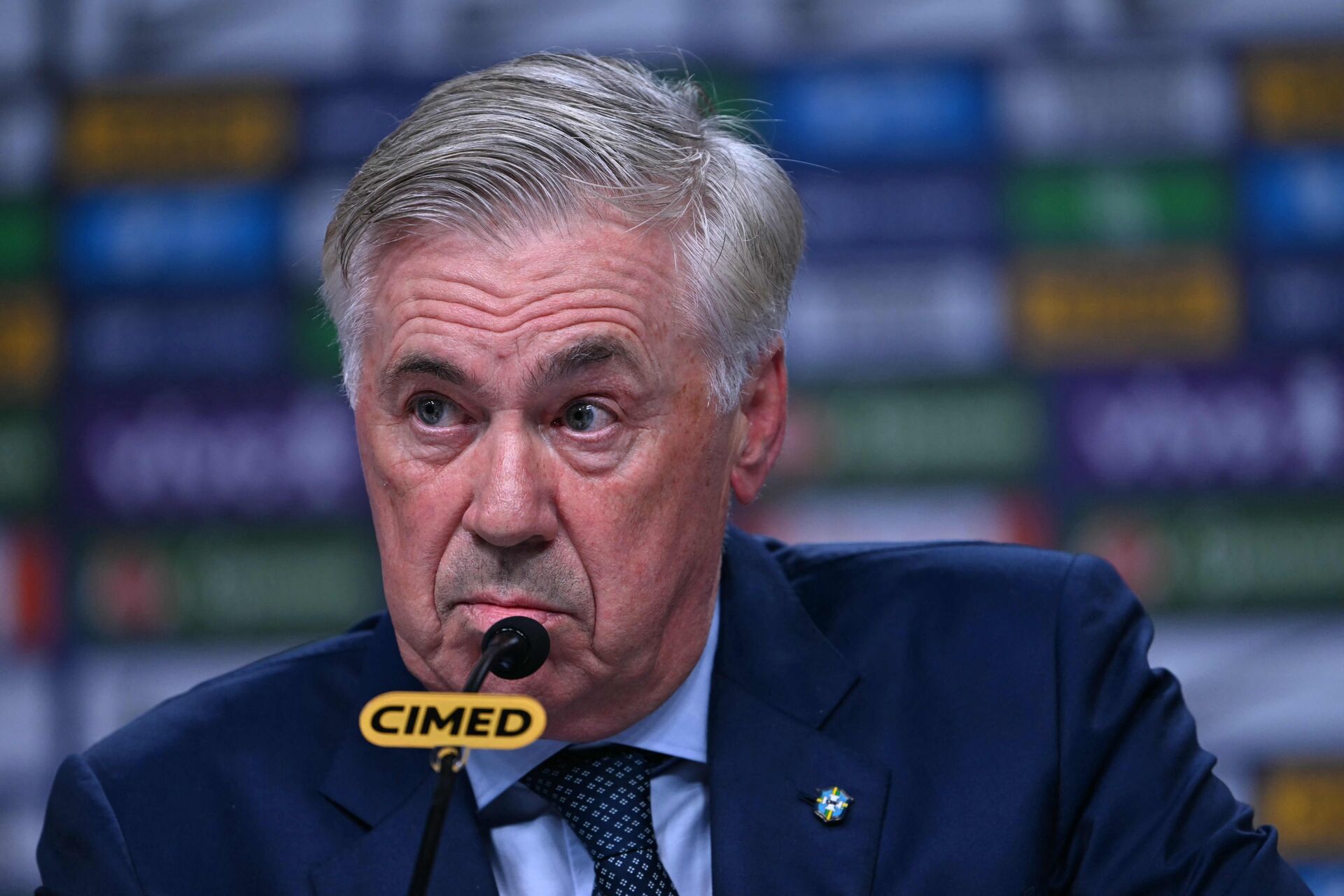 Carlo Ancelotti til et pressemøde som landstræner for Brasilien.