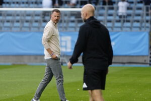 Jacob Neestrup på Eleda Stadion inden en kamp mellem F.C. København og Malmö FF