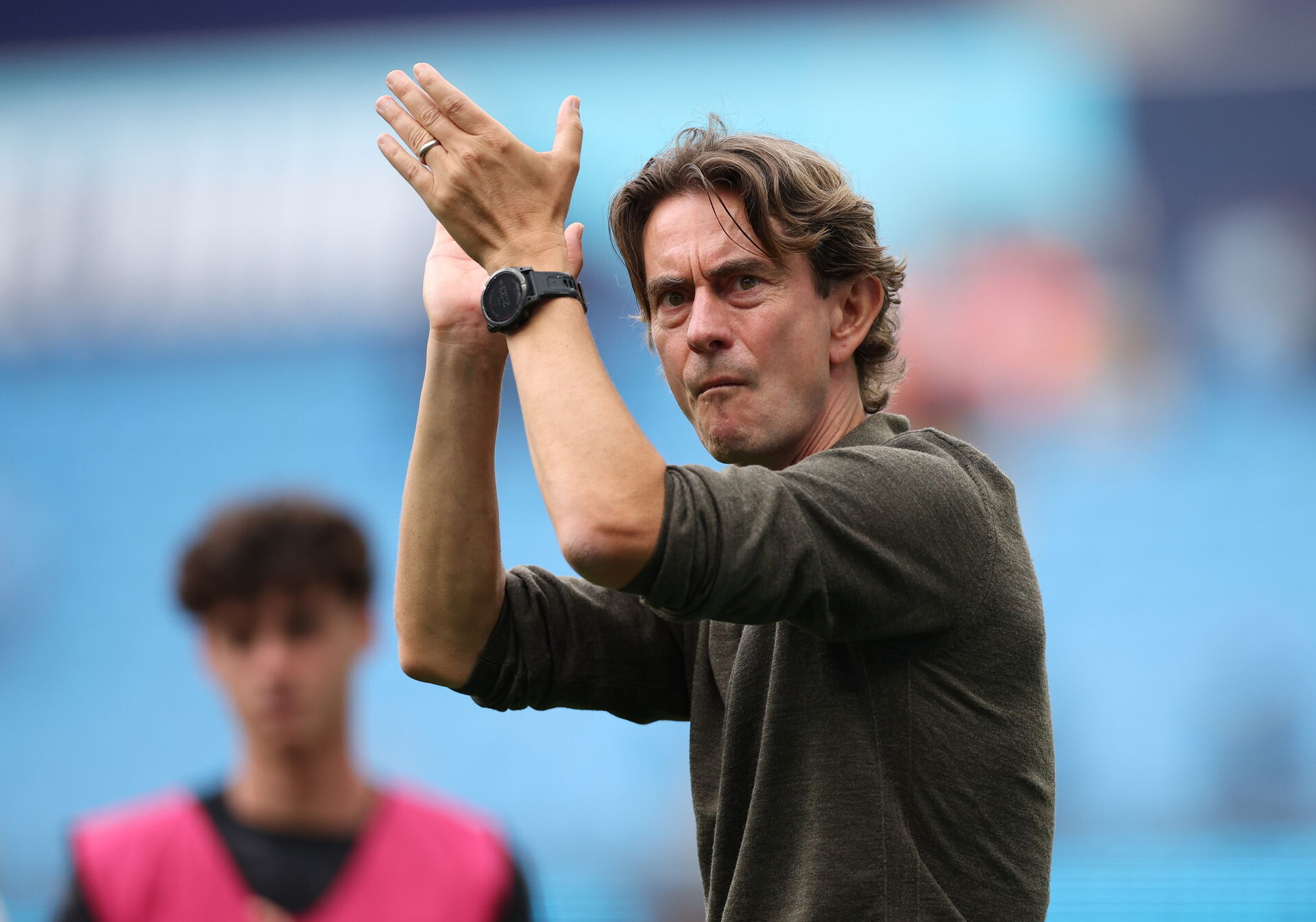 Thomas Frank klapper under en Tottenham-kamp