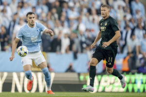 Andreas Cornelius under en kamp for F.C. København mod Malmö FF