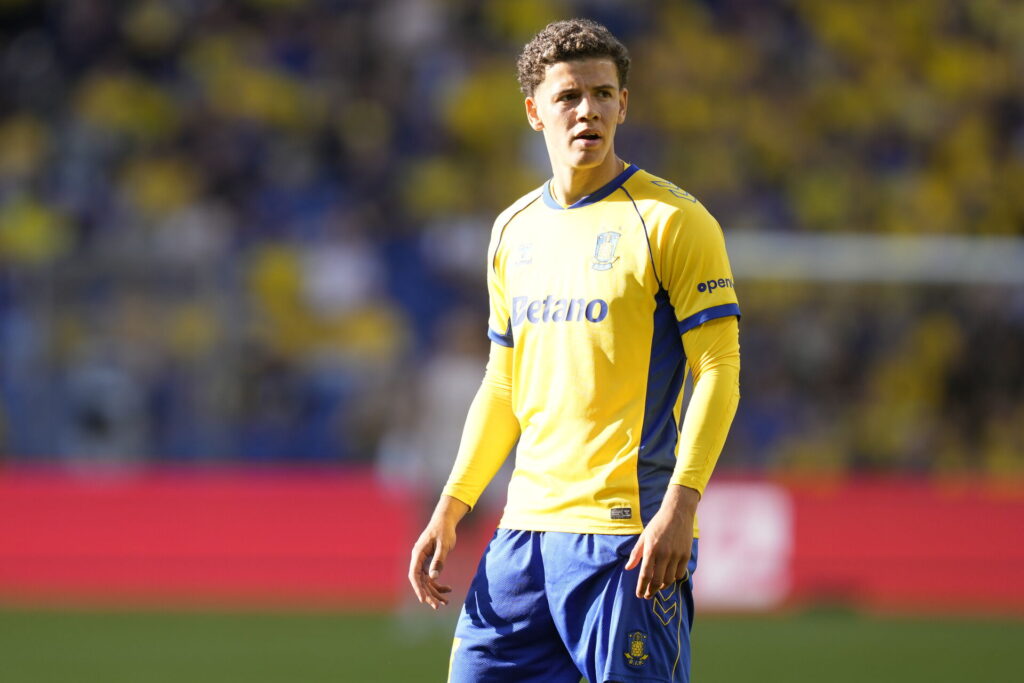 Clement Bischoff i kampen for Brøndby mod Vejle Boldklub.