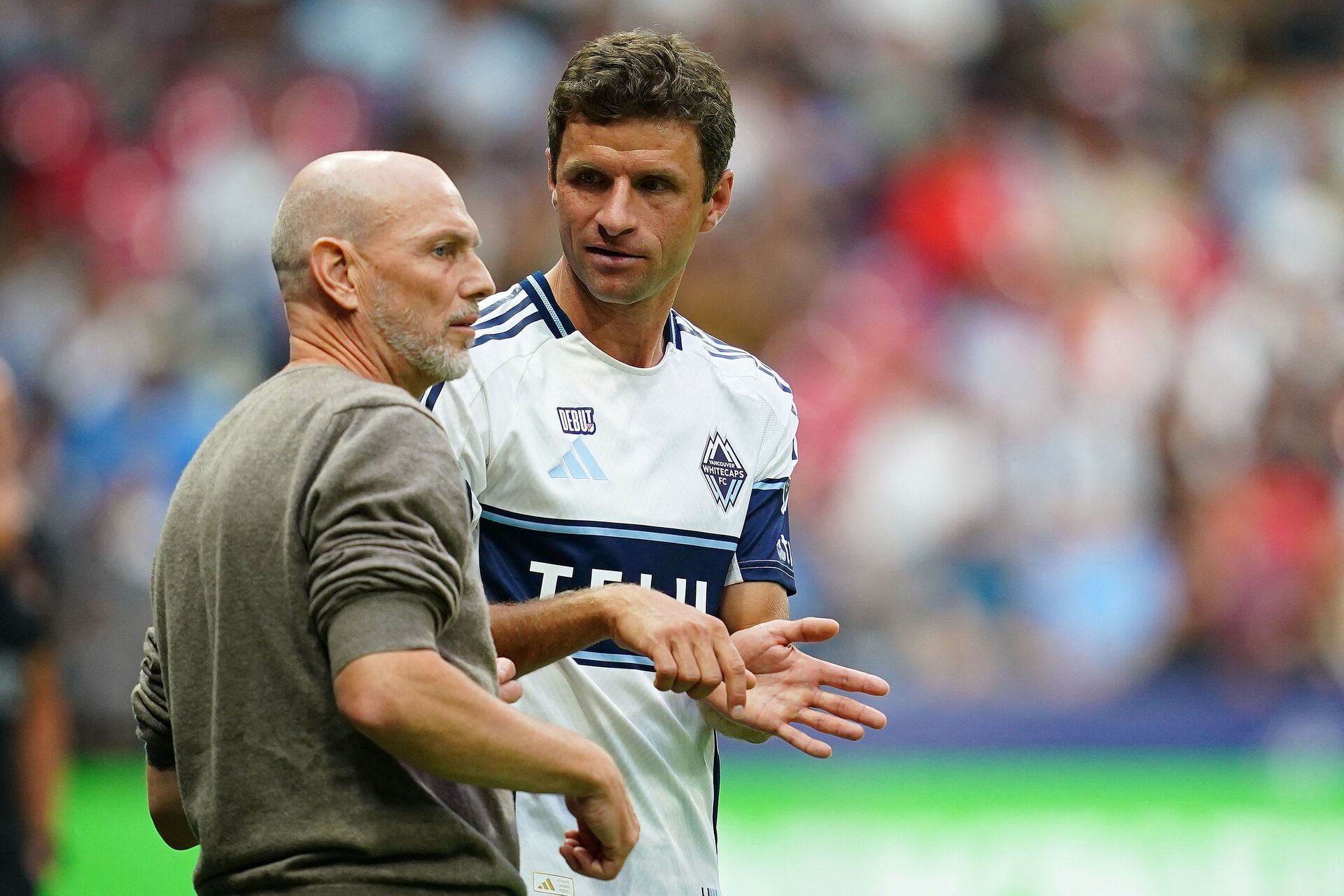Thomas Müller og Jesper Sørensen inden tyskerens debut.
