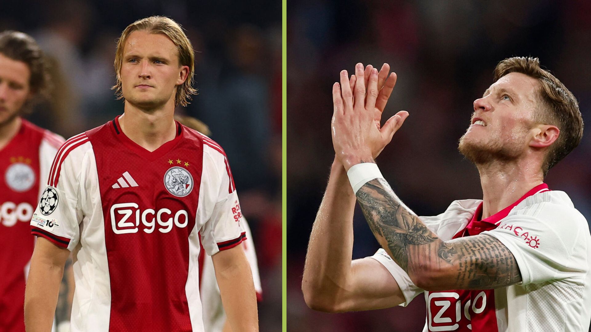 Kasper Dolberg og Wout Weghorst i Ajax