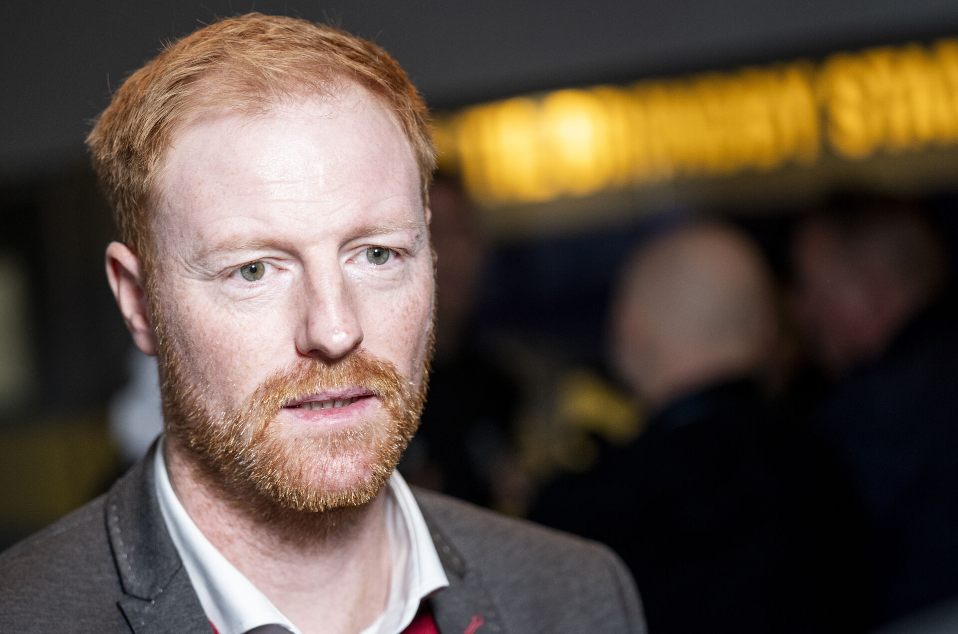 Benjamin Schmedes interviewes på Brøndby Stadion