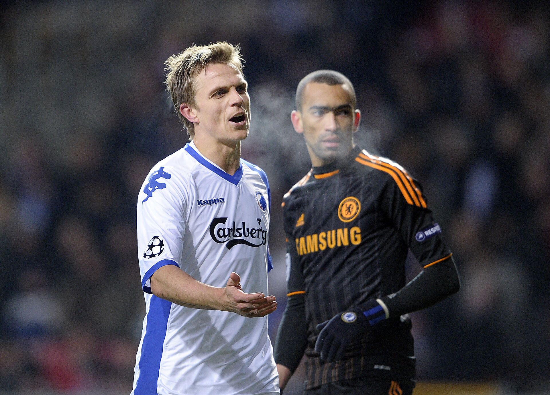 Champions League, 1/8 - finaler, 1. kamp. FC København - Chelsea (0-2) tirsdag den 22. februar i Parken. Jesper Grønkjær under kampen.