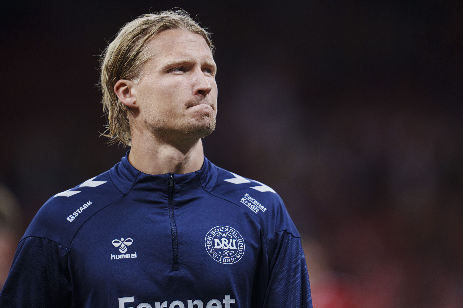 Kasper Dolberg under en landsholdssamling med det danske herrelandshold