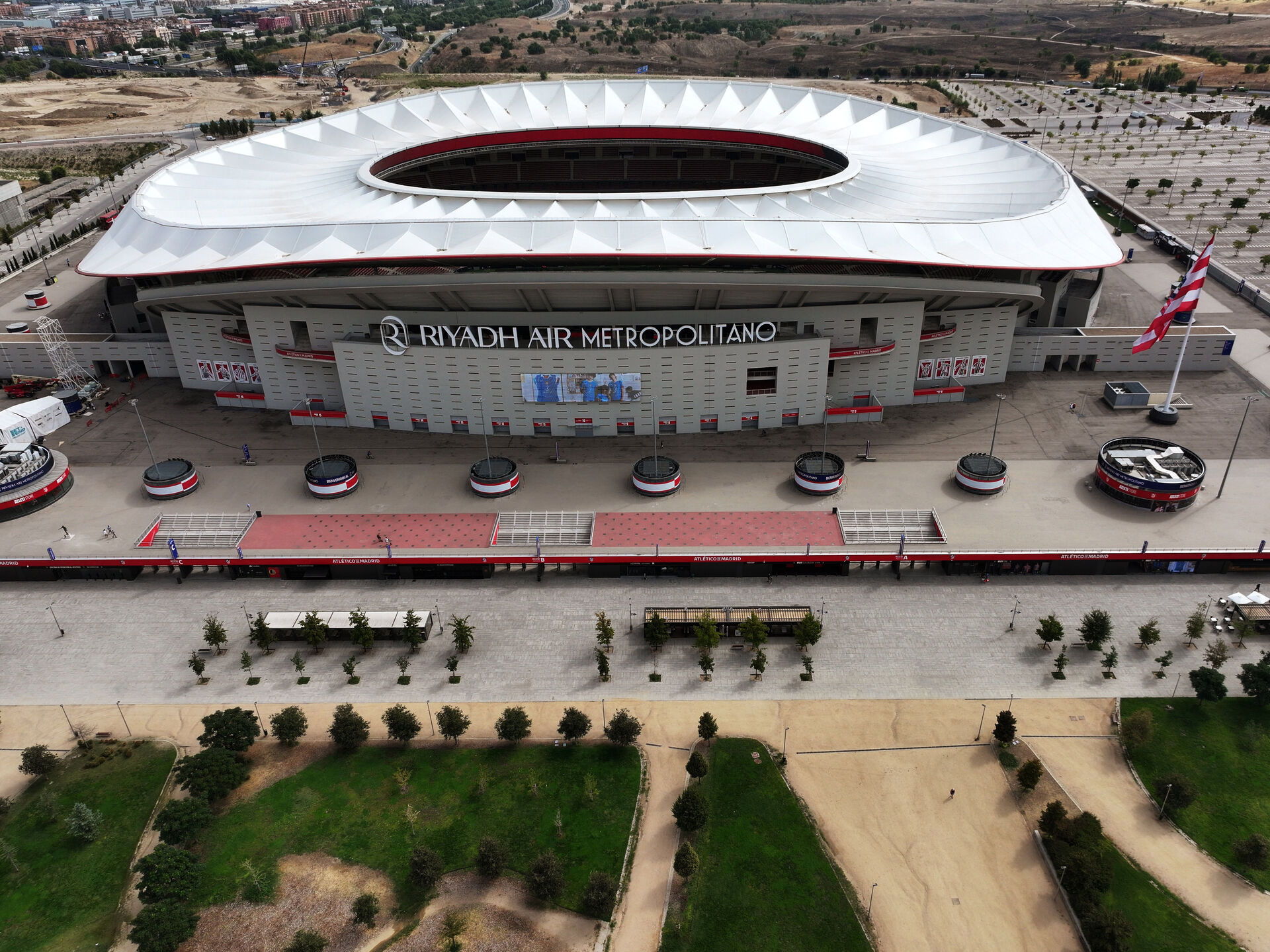 Atletico Madrids hjemmebane Wanda Metroplitano set fra luften.