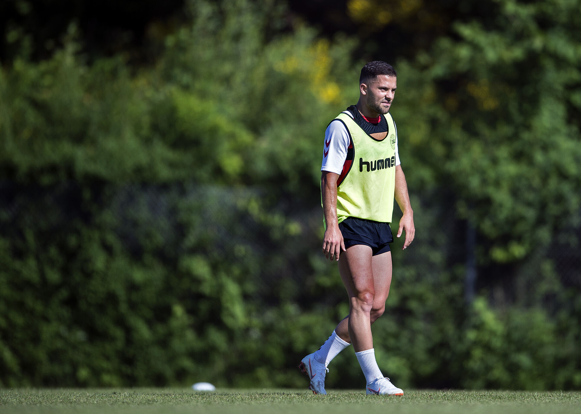 Riza Durmisi under træning med det danske landshold.