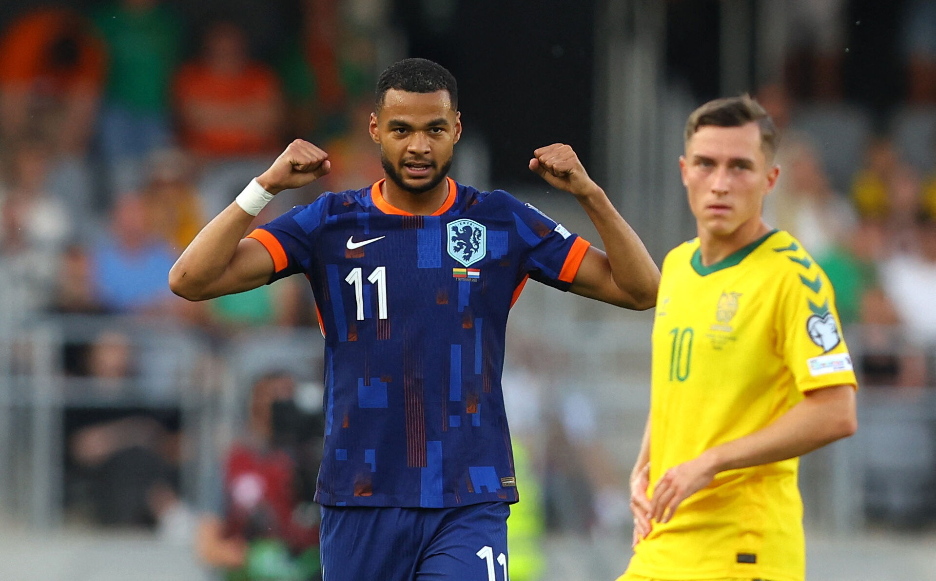 Cody Gakpo jubler under Hollands kamp mod Litauen.