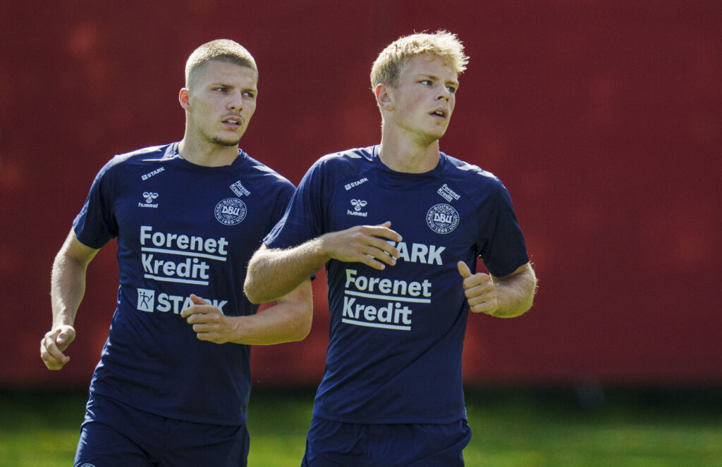 Lucas Høgsberg og Anton Gaaei. Landsholdet er samlet i Helsingør.