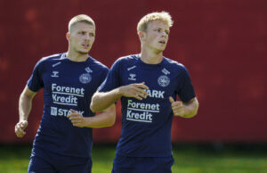 Lucas Høgsberg og Anton Gaaei. Landsholdet er samlet i Helsingør.