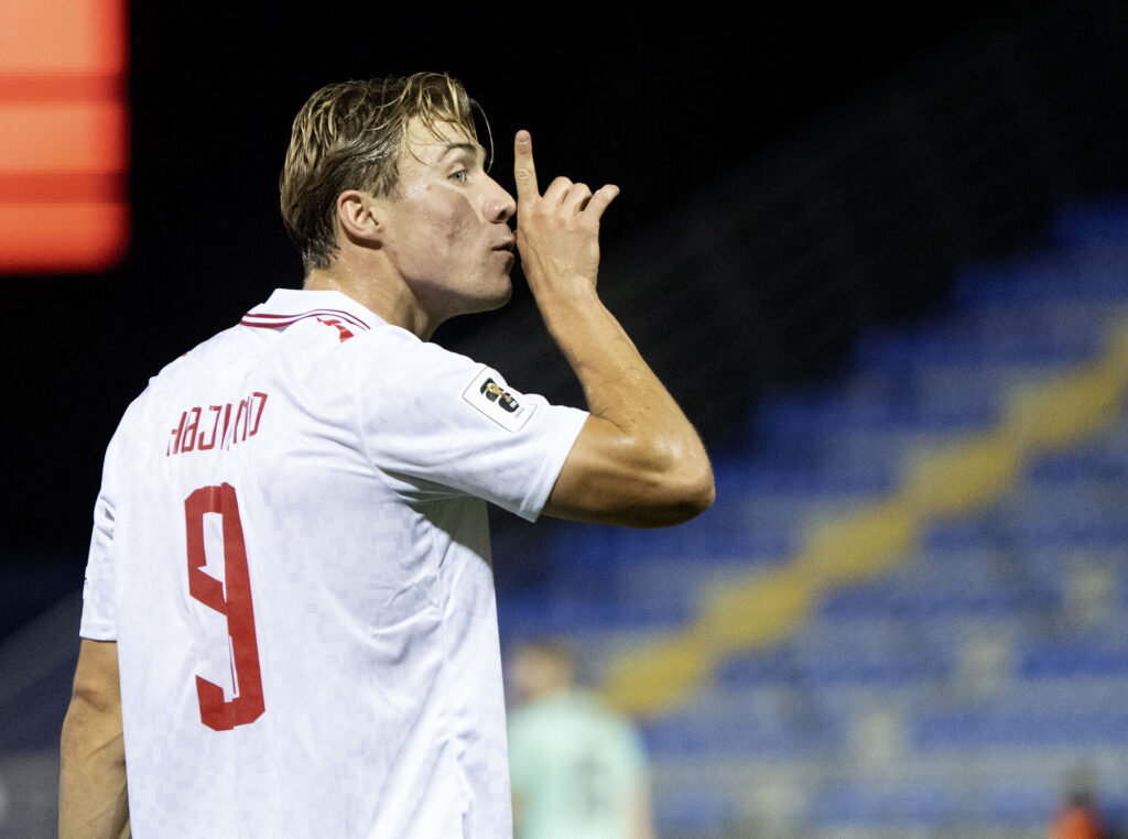 Rasmus Højlund har netop scoret for det danske Herrelandshold i Fodbold