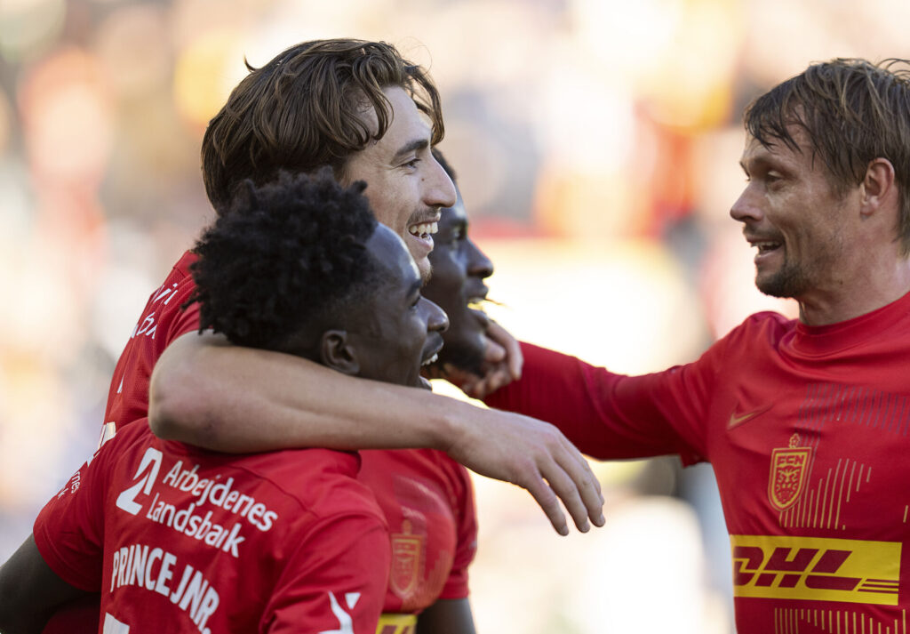 Alexander Lind, Prince Amoako, Peter Anksersen i FCN. Superliga: FC Nordsjælland - Randers FC