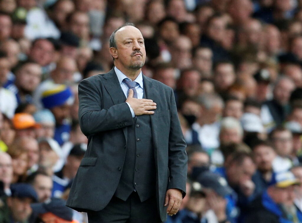 Rafael Benitez under en kamp i spidsen for Everton.