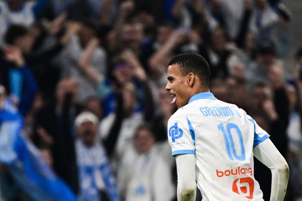 Mason Greenwood fejrer en scoring for Olympique Marseille.