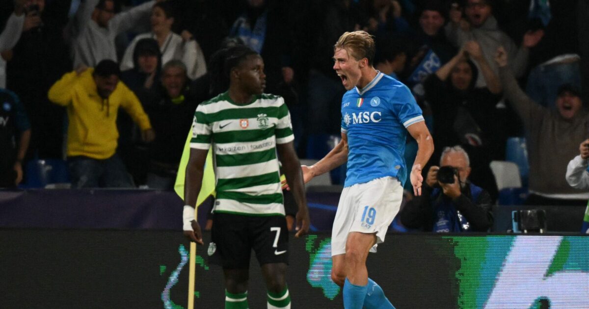 Højlund forklarer jubelscene: Elsker at score i Europa Foto: Alberto Pizzoli/AFP/Ritzau Scanpix