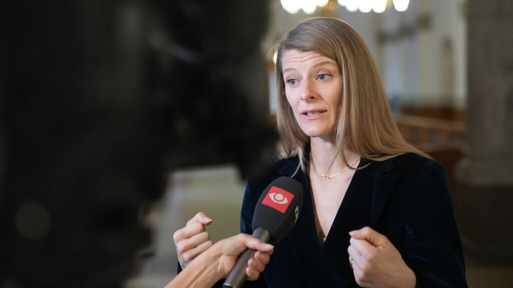 Ane Halsboe Jørgensen bliver interviewet af TV2