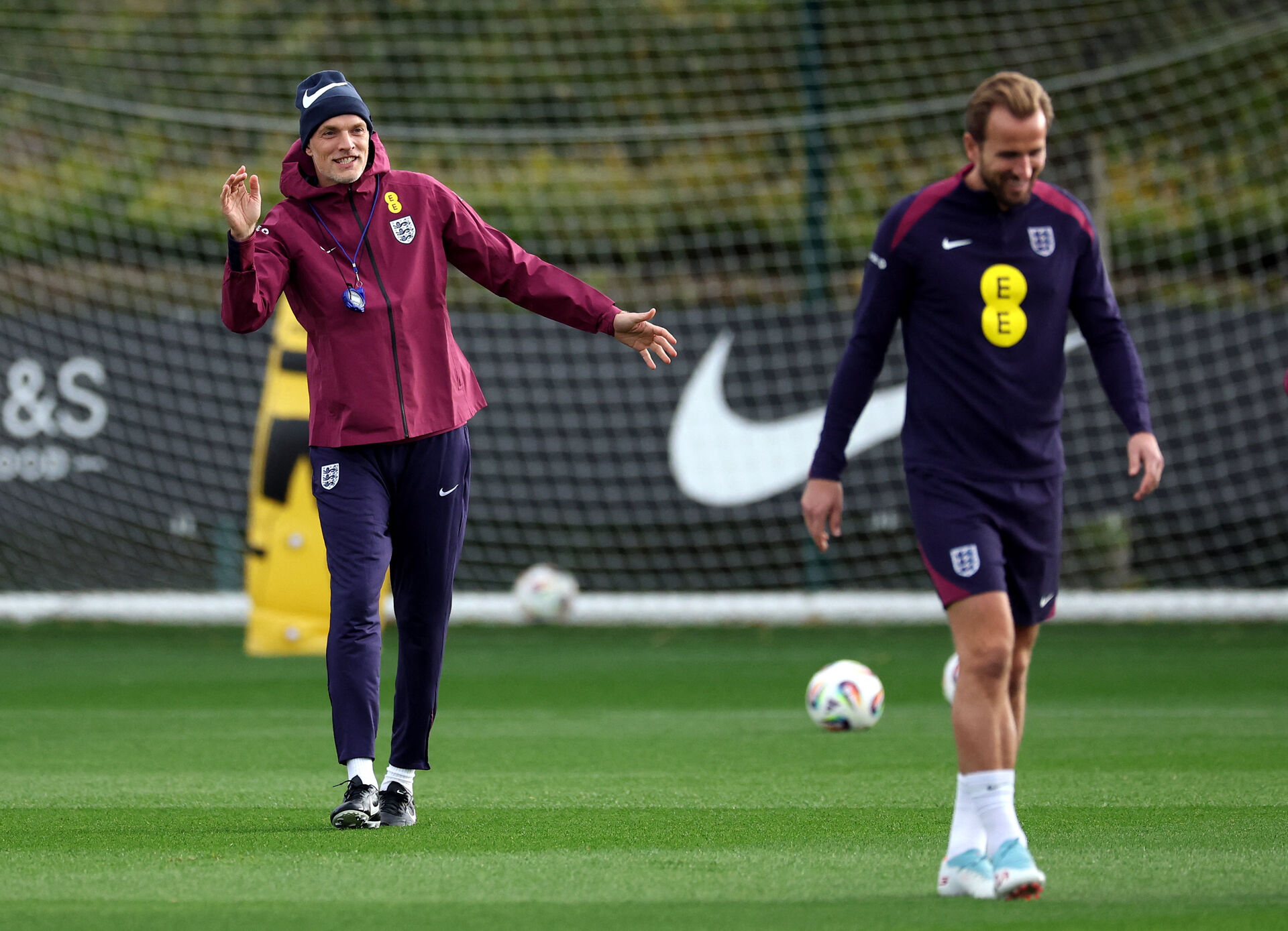 Thomas Tuchel under en træning med det engelske landshold.