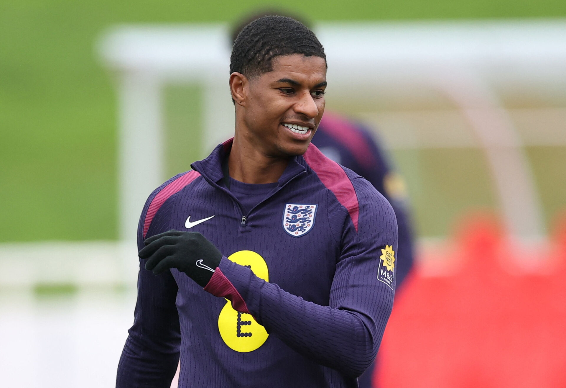 Marcus Rashford til træning for England.