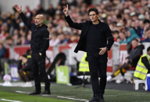 En kamp mellem Brentford og Manchester City i Premier League.