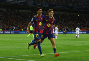 Fermin Lopez fejrer et mål for FC Barcelona.