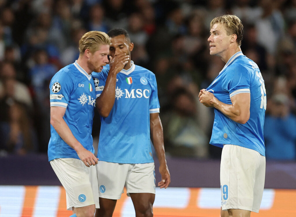 Rasmus Højlund under Napolis kamp mod Sporting.