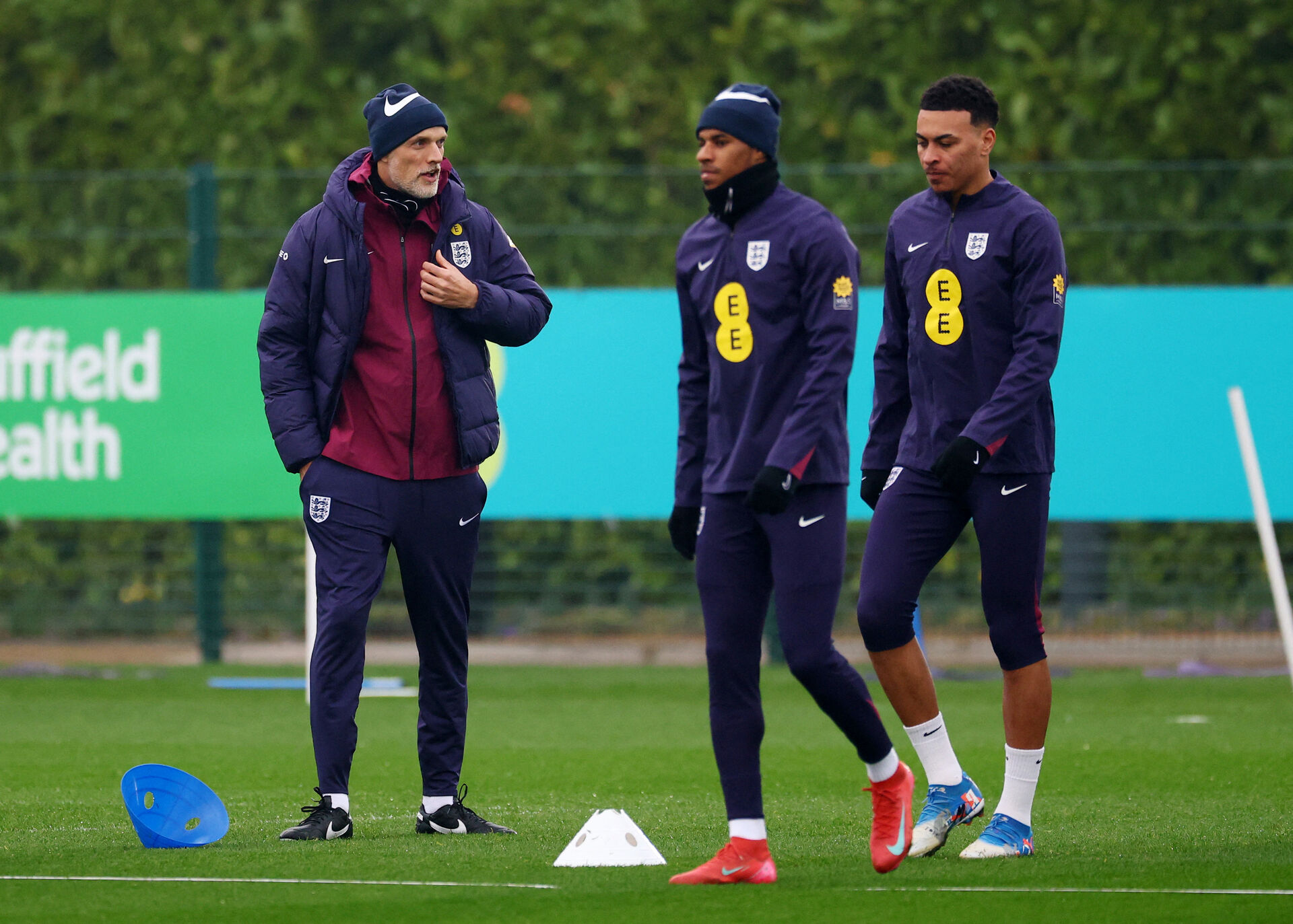 Thomas Tuchel. Marcus Rashford og Morgan Rogers