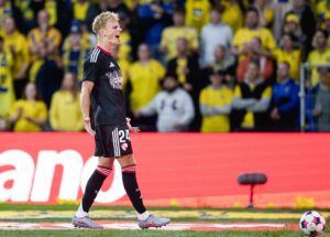 Lucas Høgsberg for Strasbourg. UEFA Conference League: Brøndby IF - Racing Club Strasbourg