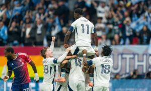 Vancouver Whitecaps' spillere jubler.