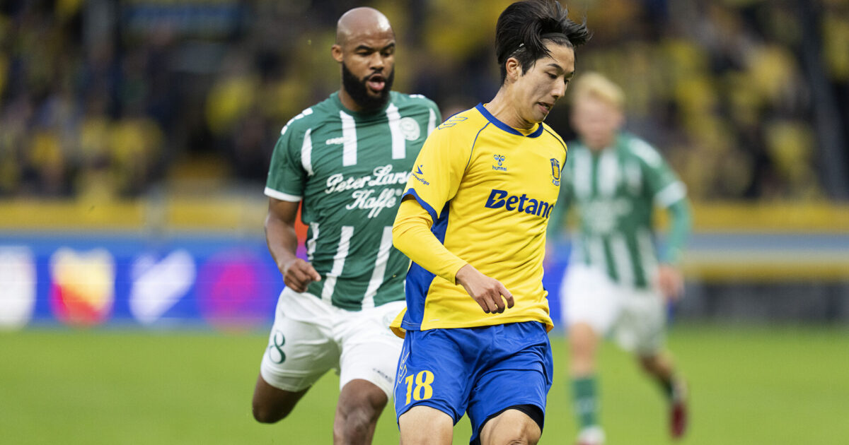 Japansk Brøndby-fuser? Har nogle helt vilde kvaliteter Brøndbys Kotaro Uchino under superligakampen mellem Brøndby IF og Viborg FF på Brøndby Stadion søndag den 3. august 2025.