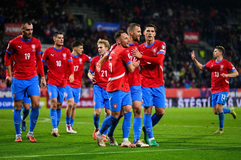 Tjekkiets spillere jubler.